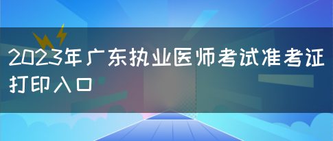 2023年广东执业医师考试准考证打印入口