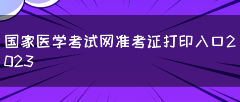 国家医学考试网准考证打印入口2023