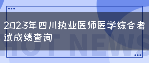 2023年四川执业医师医学综合考试成绩查询