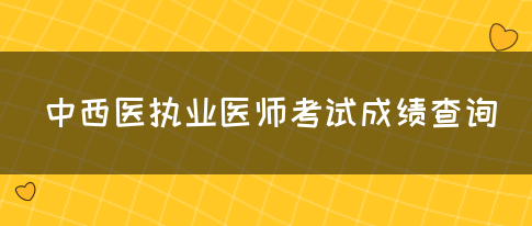 中西医执业医师考试成绩查询