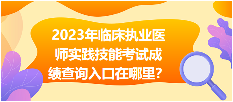 国家2023年临床执业医师实践技能考试成绩查询入口在哪里？